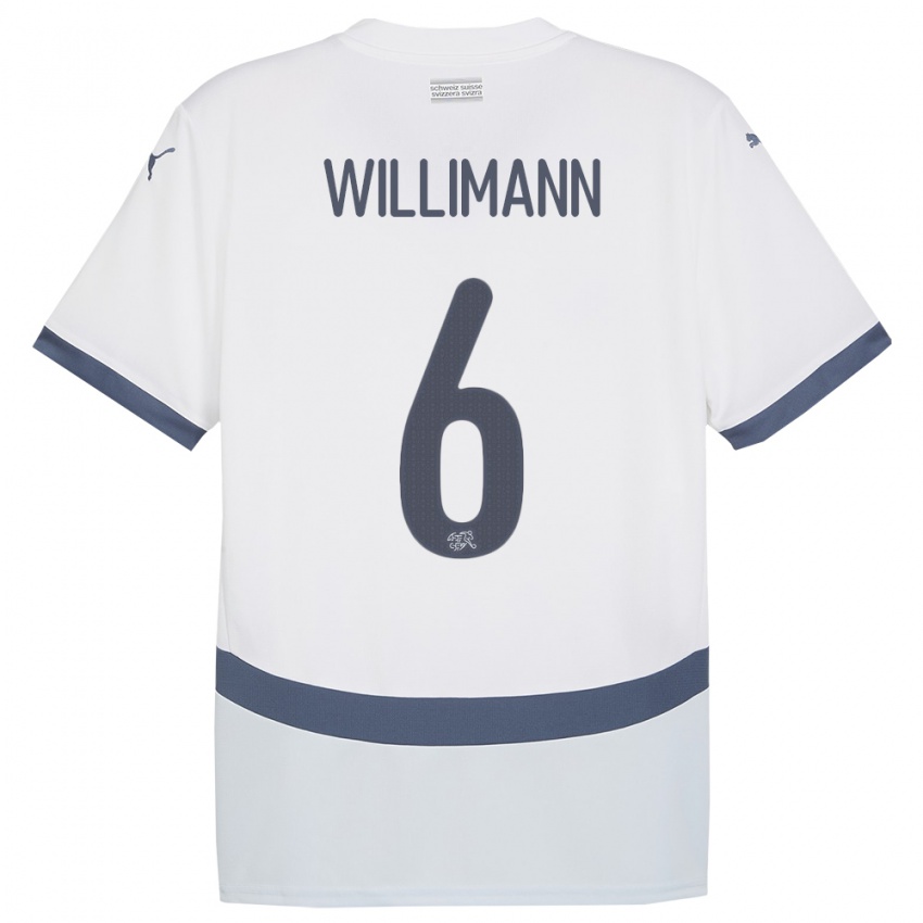 Bambino Maglia Svizzera Mauricio Willimann #6 Bianco Kit Gara Away 24-26 Maglietta