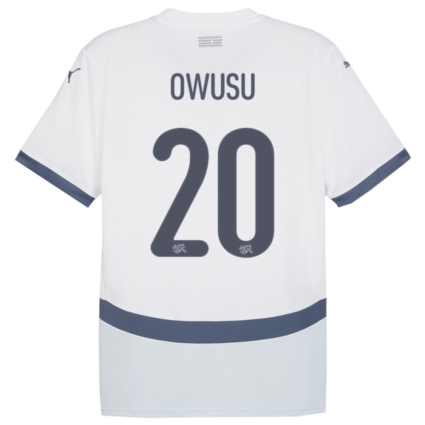 Bambino Maglia Svizzera Tyron Owusu #20 Bianco Kit Gara Away 24-26 Maglietta