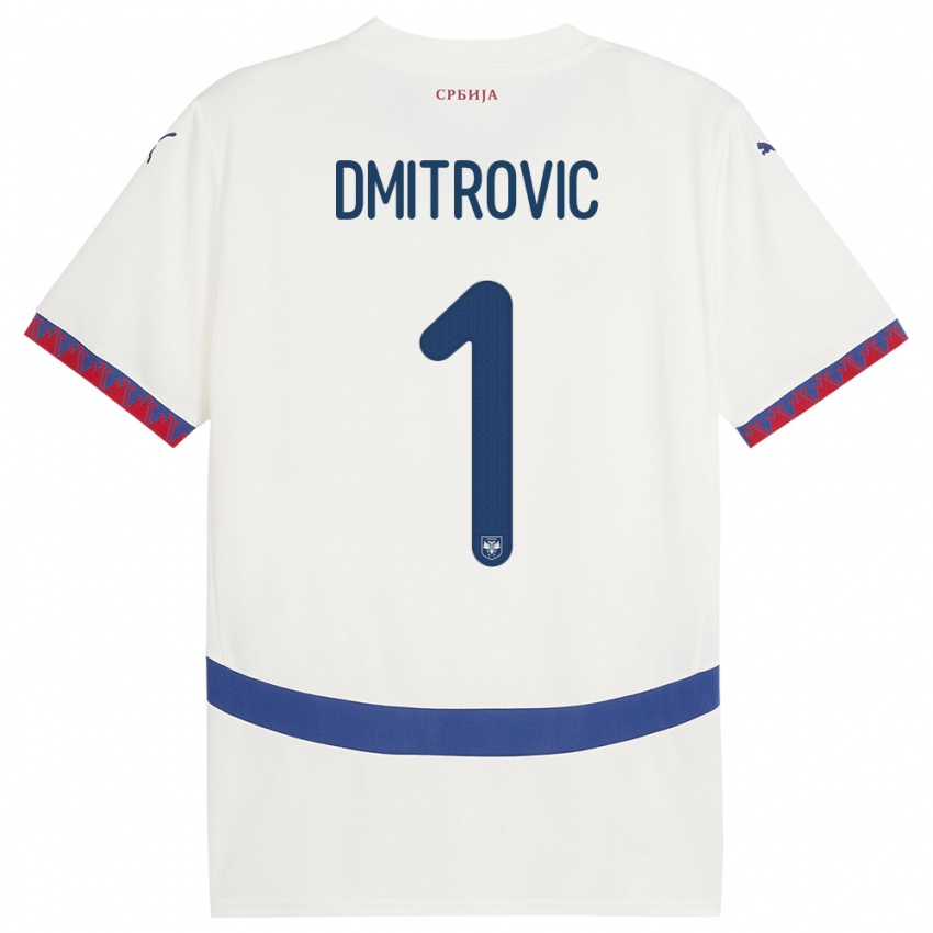 Bambino Maglia Serbia Marko Dmitrovic #1 Bianco Kit Gara Away 24-26 Maglietta