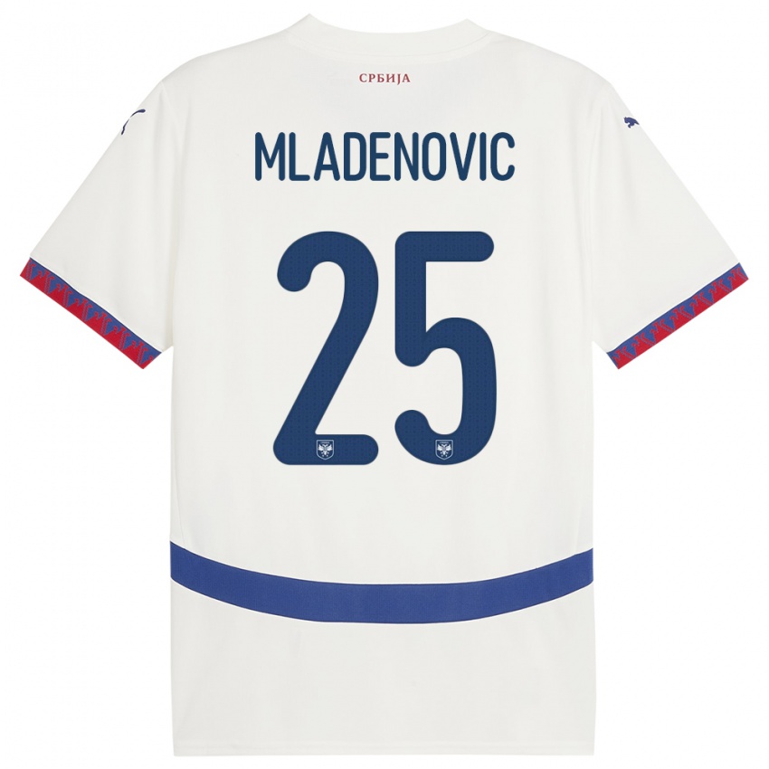 Bambino Maglia Serbia Filip Mladenovic #25 Bianco Kit Gara Away 24-26 Maglietta