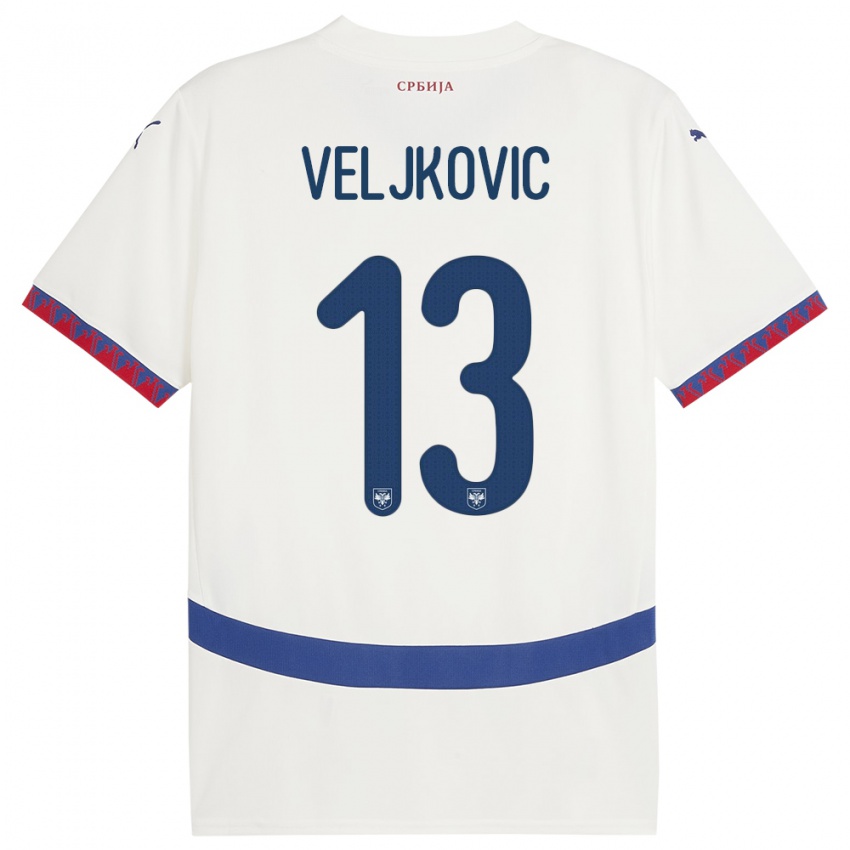 Bambino Maglia Serbia Milos Veljkovic #13 Bianco Kit Gara Away 24-26 Maglietta