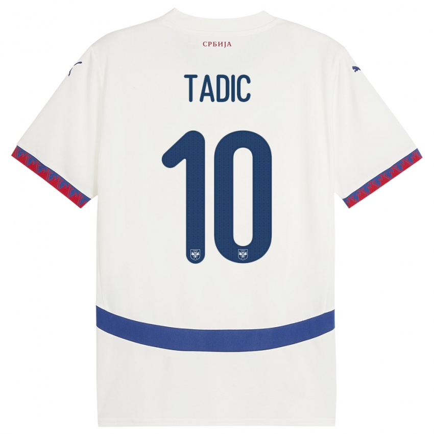 Bambino Maglia Serbia Dusan Tadic #10 Bianco Kit Gara Away 24-26 Maglietta