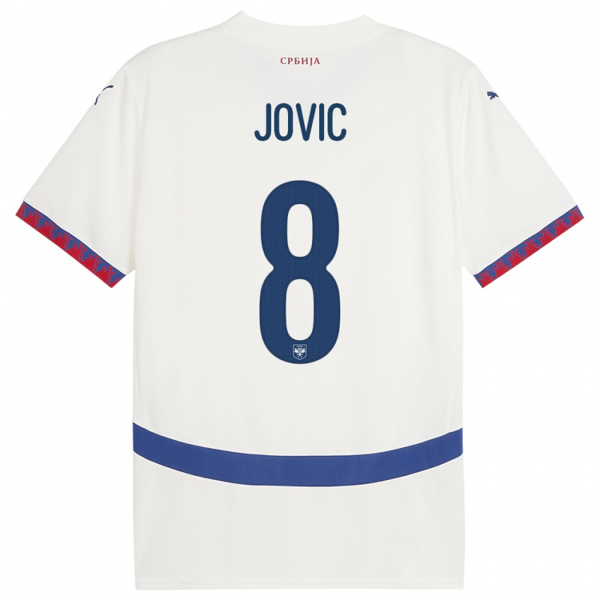 Bambino Maglia Serbia Luka Jovic #8 Bianco Kit Gara Away 24-26 Maglietta