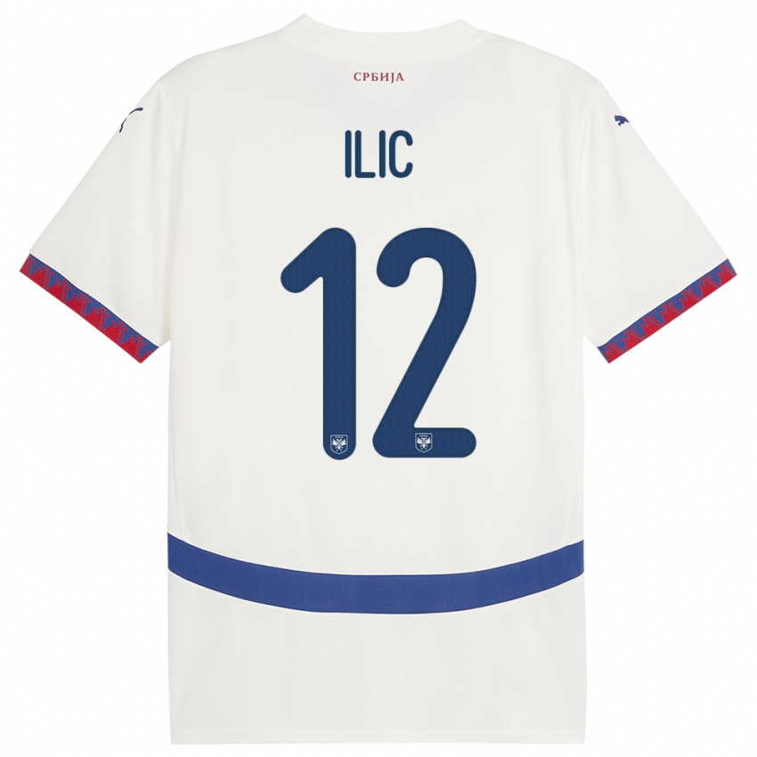 Bambino Maglia Serbia Marko Ilic #12 Bianco Kit Gara Away 24-26 Maglietta