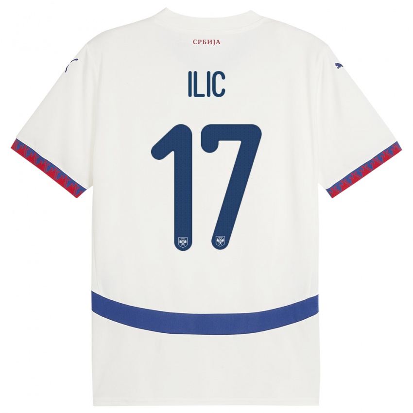 Bambino Maglia Serbia Ivan Ilic #17 Bianco Kit Gara Away 24-26 Maglietta