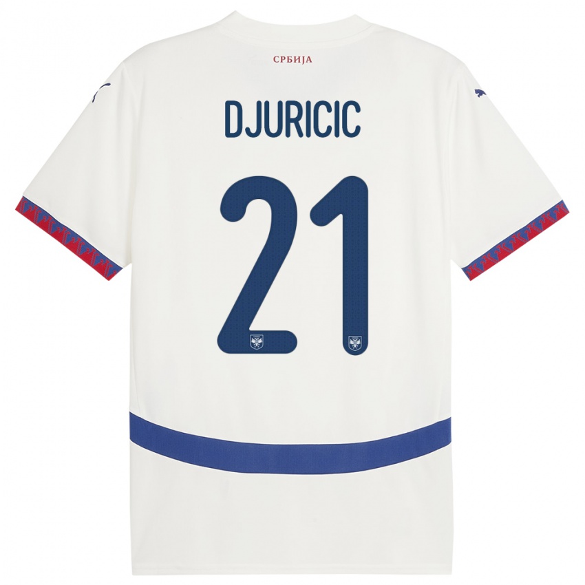 Bambino Maglia Serbia Filip Djuricic #21 Bianco Kit Gara Away 24-26 Maglietta