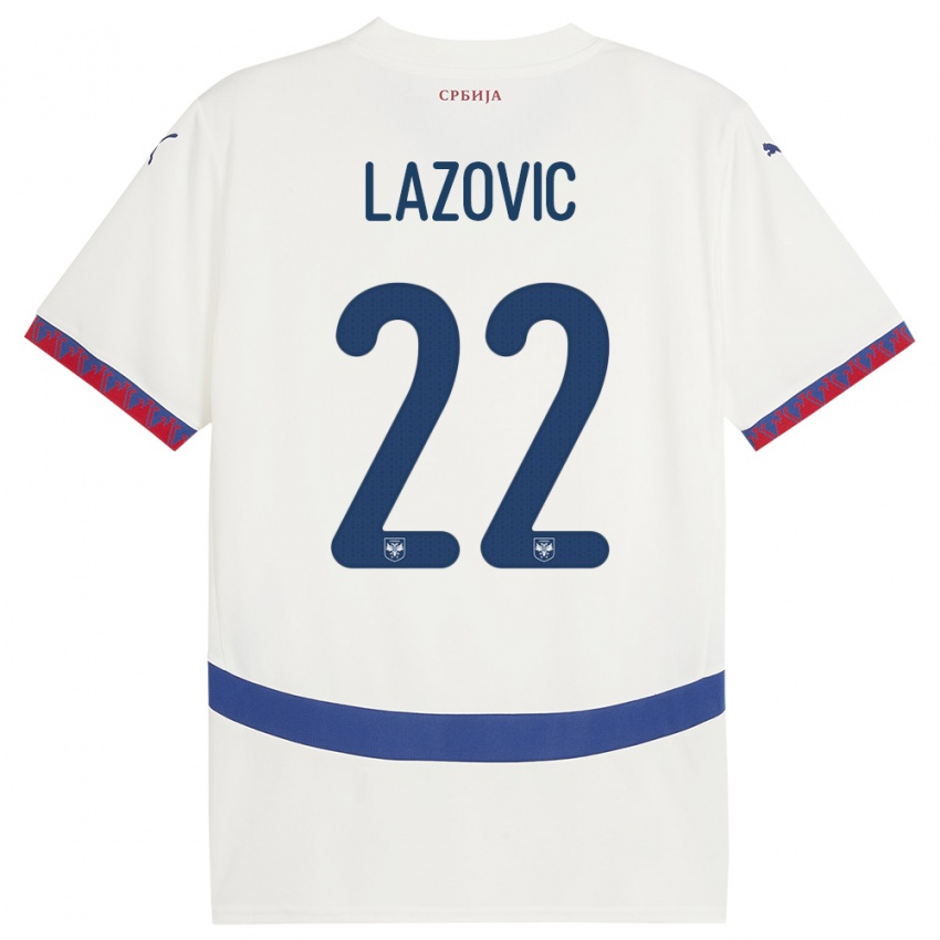 Bambino Maglia Serbia Darko Lazovic #22 Bianco Kit Gara Away 24-26 Maglietta