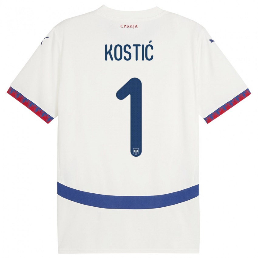 Bambino Maglia Serbia Milica Kostic #1 Bianco Kit Gara Away 24-26 Maglietta