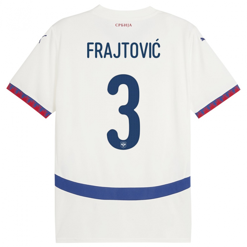 Bambino Maglia Serbia Andela Frajtovic #3 Bianco Kit Gara Away 24-26 Maglietta