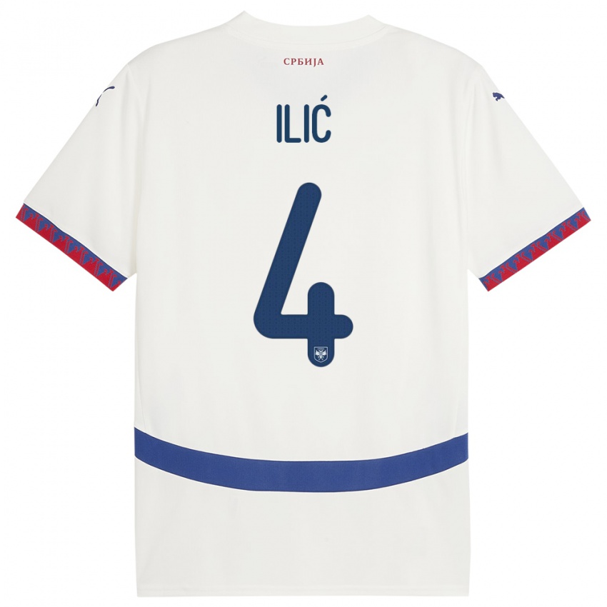 Bambino Maglia Serbia Marija Ilic #4 Bianco Kit Gara Away 24-26 Maglietta