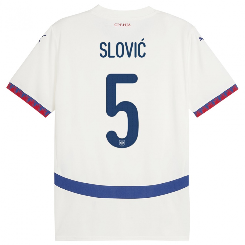 Bambino Maglia Serbia Violeta Slovic #5 Bianco Kit Gara Away 24-26 Maglietta