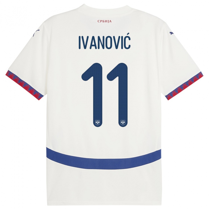 Bambino Maglia Serbia Miljana Ivanovic #11 Bianco Kit Gara Away 24-26 Maglietta