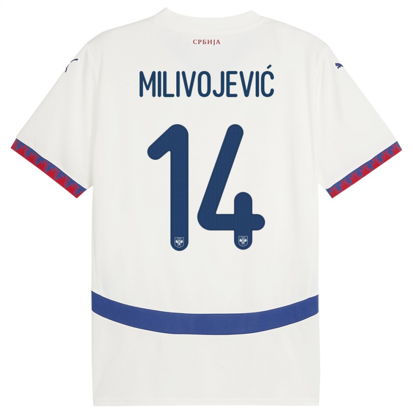 Bambino Maglia Serbia Vesna Milivojevic #14 Bianco Kit Gara Away 24-26 Maglietta