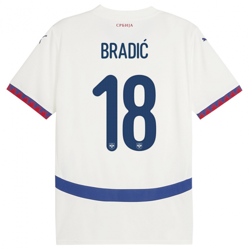 Bambino Maglia Serbia Biljana Bradic #18 Bianco Kit Gara Away 24-26 Maglietta