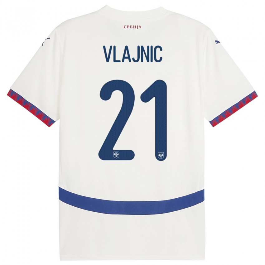 Bambino Maglia Serbia Tyla Jay Vlajnic #21 Bianco Kit Gara Away 24-26 Maglietta