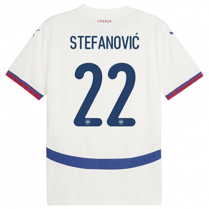 Bambino Maglia Serbia Dejana Stefanovic #22 Bianco Kit Gara Away 24-26 Maglietta