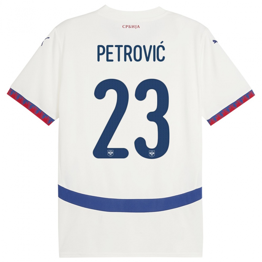 Bambino Maglia Serbia Jovana Petrovic #23 Bianco Kit Gara Away 24-26 Maglietta