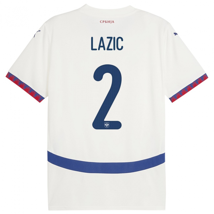 Bambino Maglia Serbia Uros Lazic #2 Bianco Kit Gara Away 24-26 Maglietta