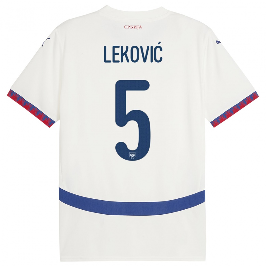 Bambino Maglia Serbia Stefan Lekovic #5 Bianco Kit Gara Away 24-26 Maglietta