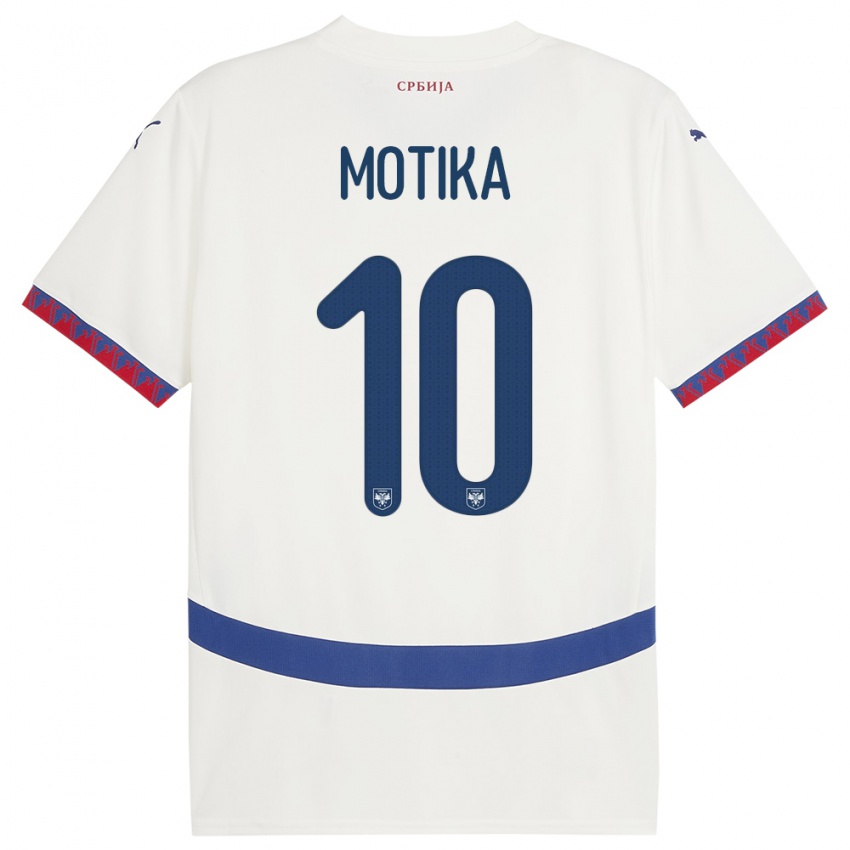 Bambino Maglia Serbia Nemanja Motika #10 Bianco Kit Gara Away 24-26 Maglietta