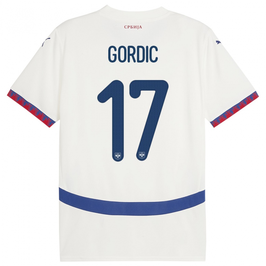 Bambino Maglia Serbia Djordje Gordic #17 Bianco Kit Gara Away 24-26 Maglietta