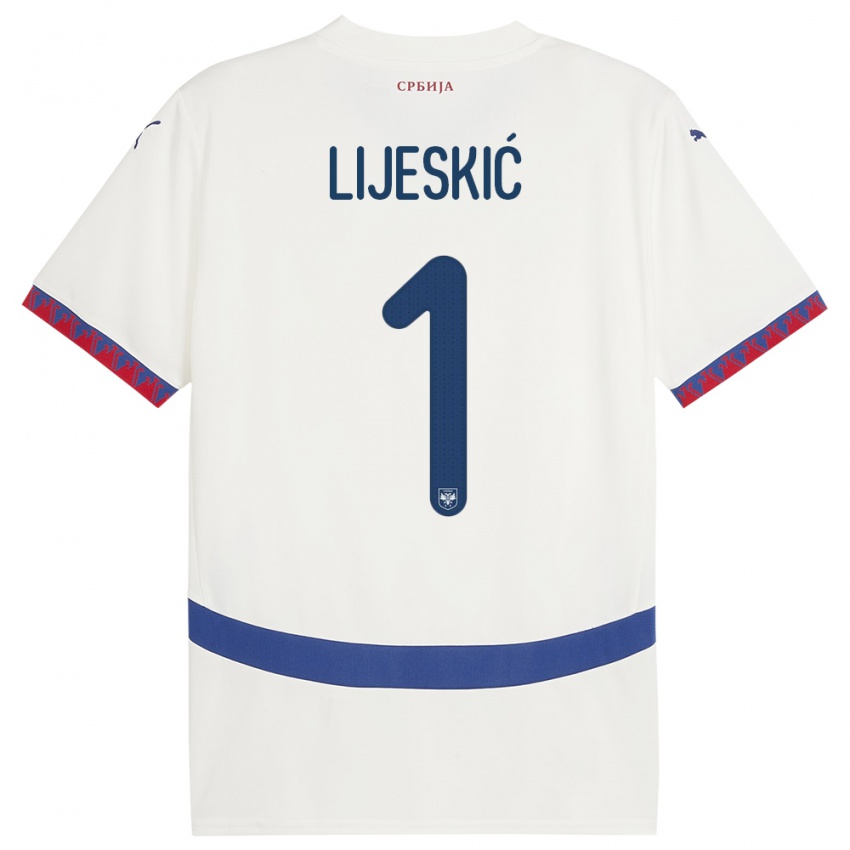 Bambino Maglia Serbia Luka Lijeskic #1 Bianco Kit Gara Away 24-26 Maglietta