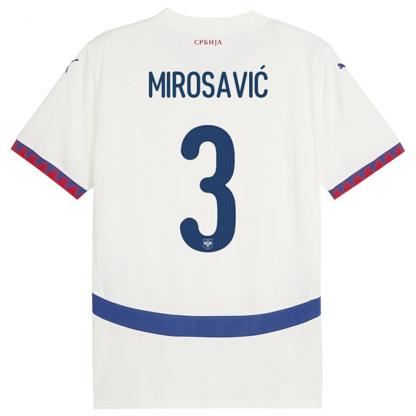 Bambino Maglia Serbia Veljko Mirosavic #3 Bianco Kit Gara Away 24-26 Maglietta