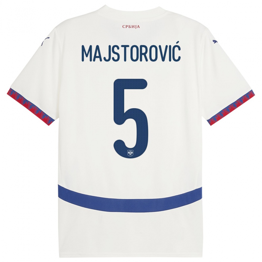 Bambino Maglia Serbia Milan Majstorovic #5 Bianco Kit Gara Away 24-26 Maglietta