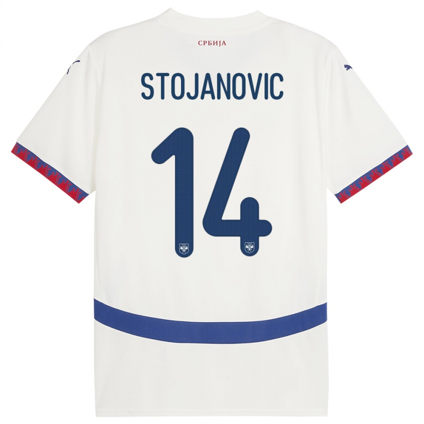 Bambino Maglia Serbia Matija Stojanovic #14 Bianco Kit Gara Away 24-26 Maglietta