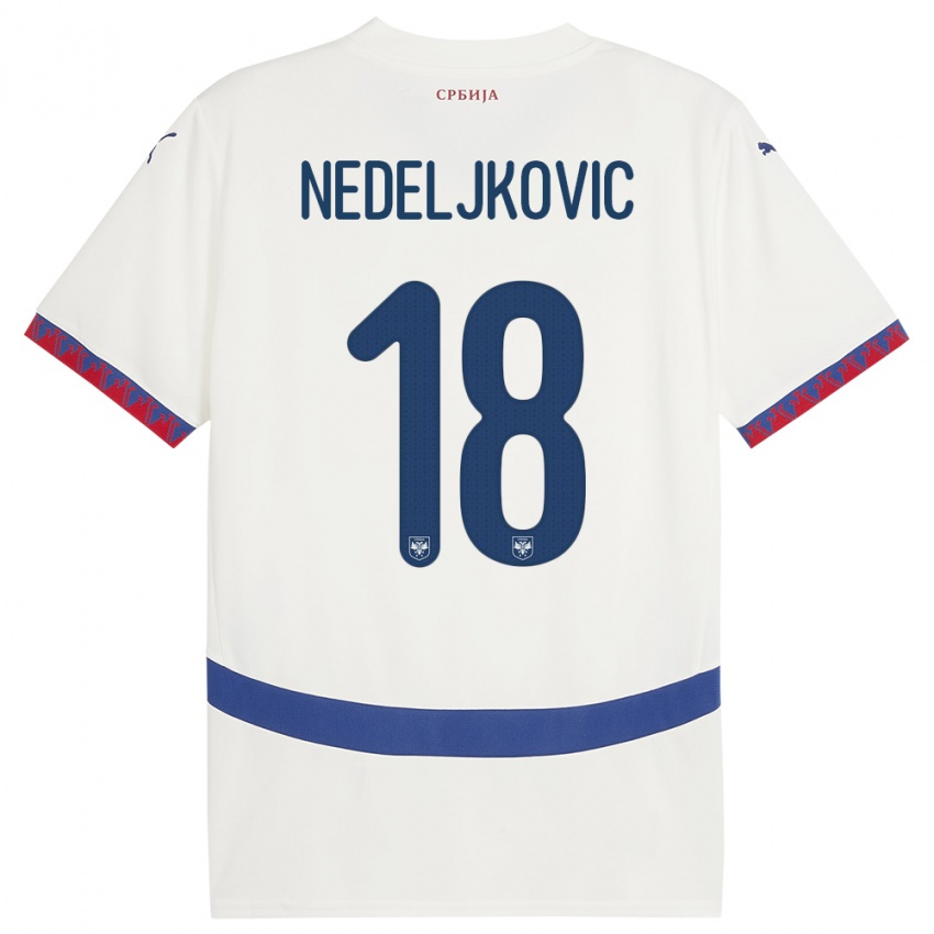 Bambino Maglia Serbia Kosta Nedeljkovic #18 Bianco Kit Gara Away 24-26 Maglietta