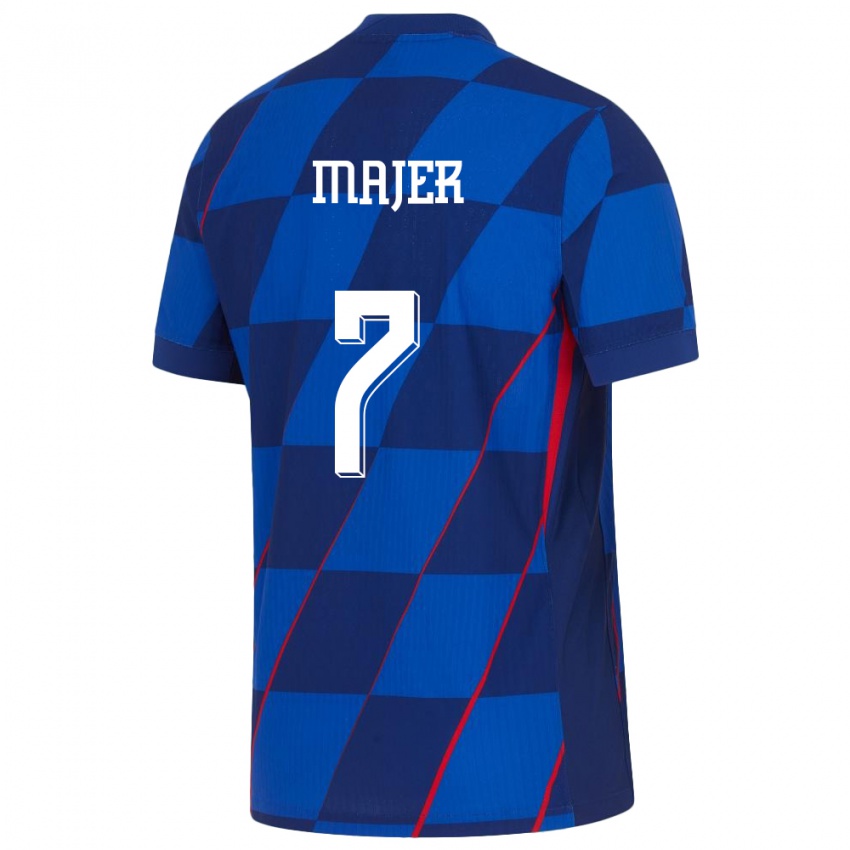 Bambino Maglia Croazia Lovro Majer #7 Blu Kit Gara Away 24-26 Maglietta