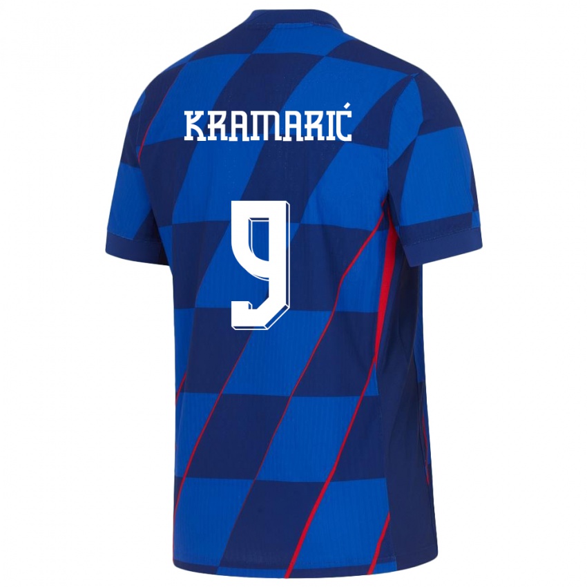 Bambino Maglia Croazia Andrej Kramaric #9 Blu Kit Gara Away 24-26 Maglietta