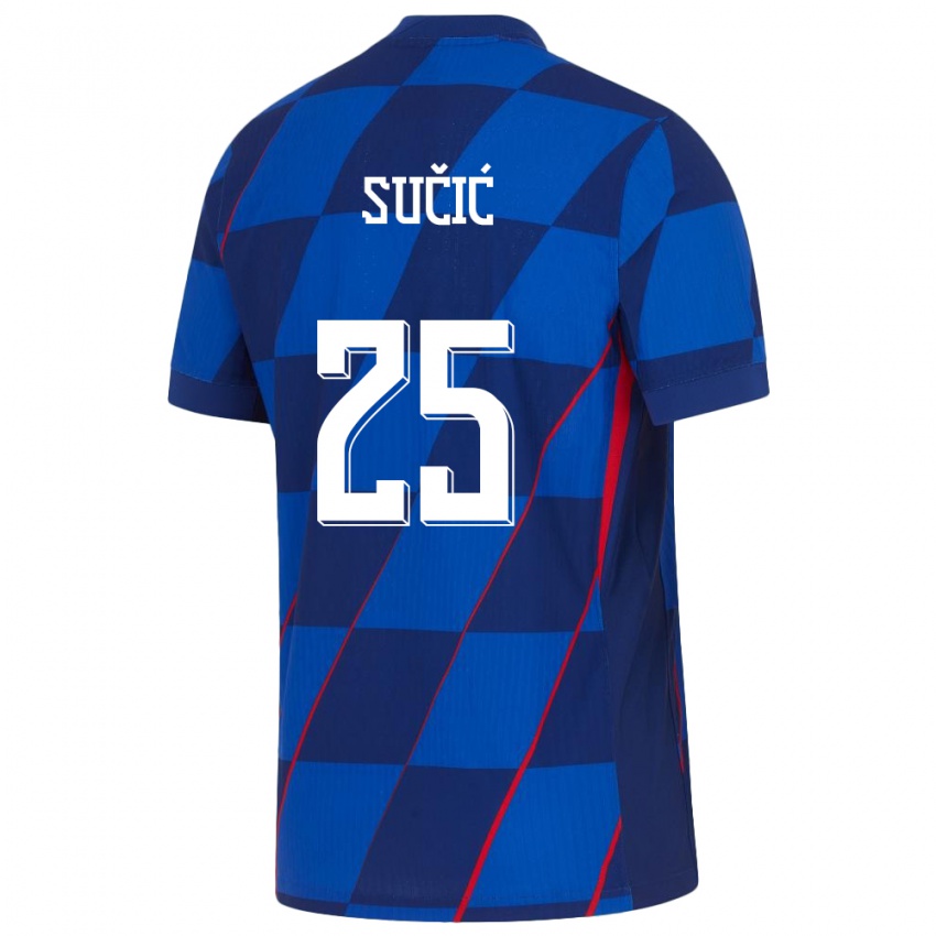 Bambino Maglia Croazia Luka Sucic #25 Blu Kit Gara Away 24-26 Maglietta