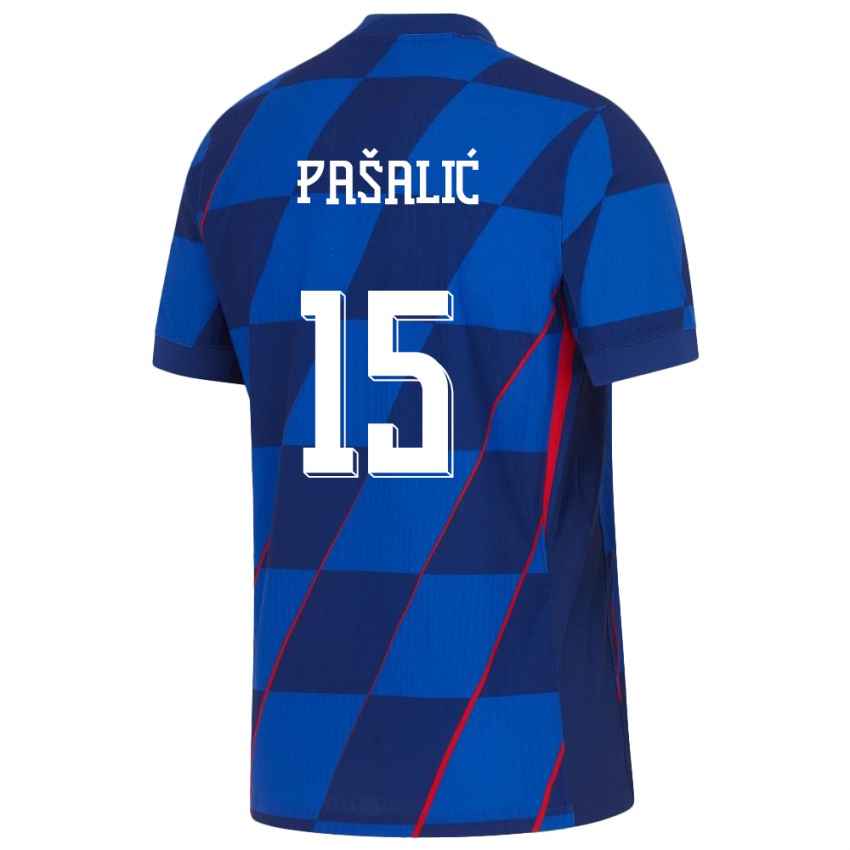 Bambino Maglia Croazia Mario Pasalic #15 Blu Kit Gara Away 24-26 Maglietta