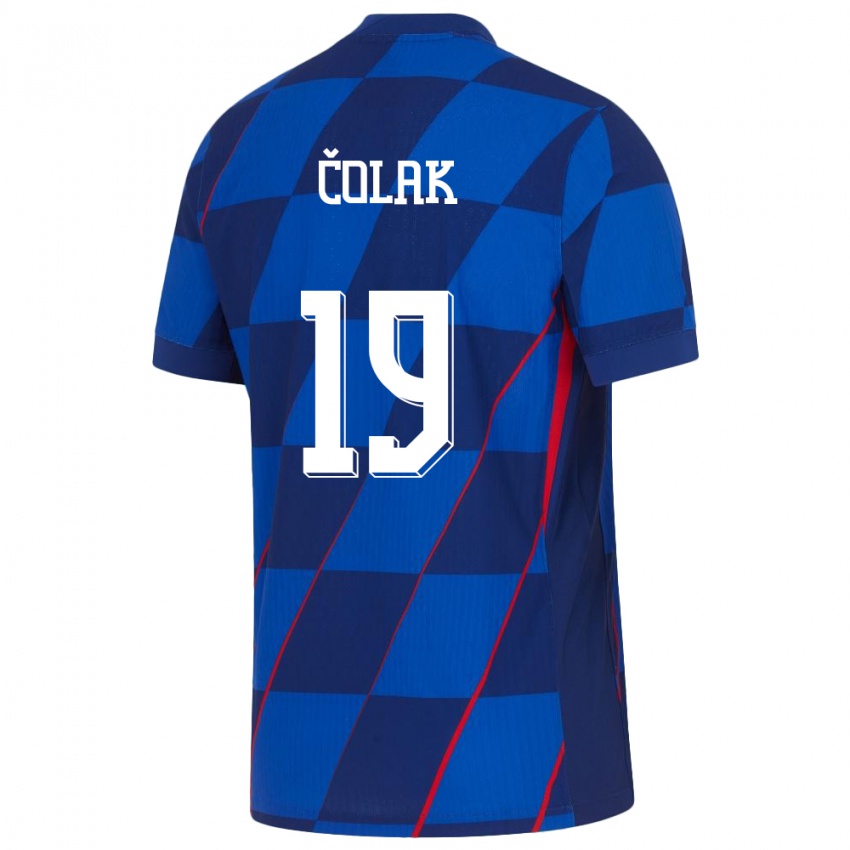 Bambino Maglia Croazia Antonio Colak #19 Blu Kit Gara Away 24-26 Maglietta