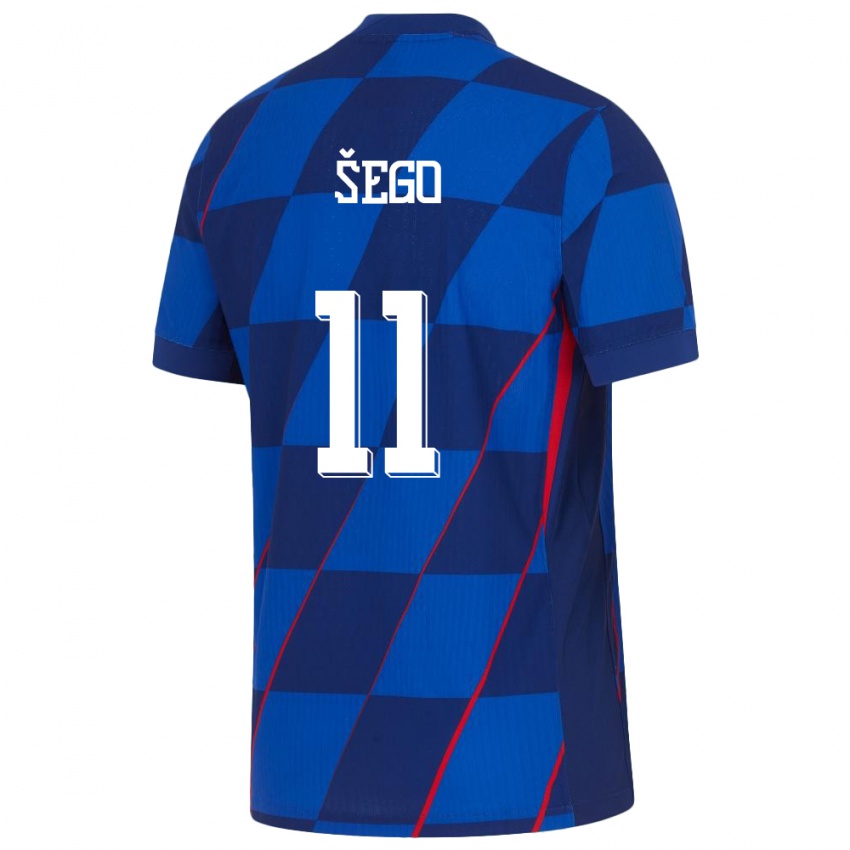 Bambino Maglia Croazia Michele Sego #11 Blu Kit Gara Away 24-26 Maglietta