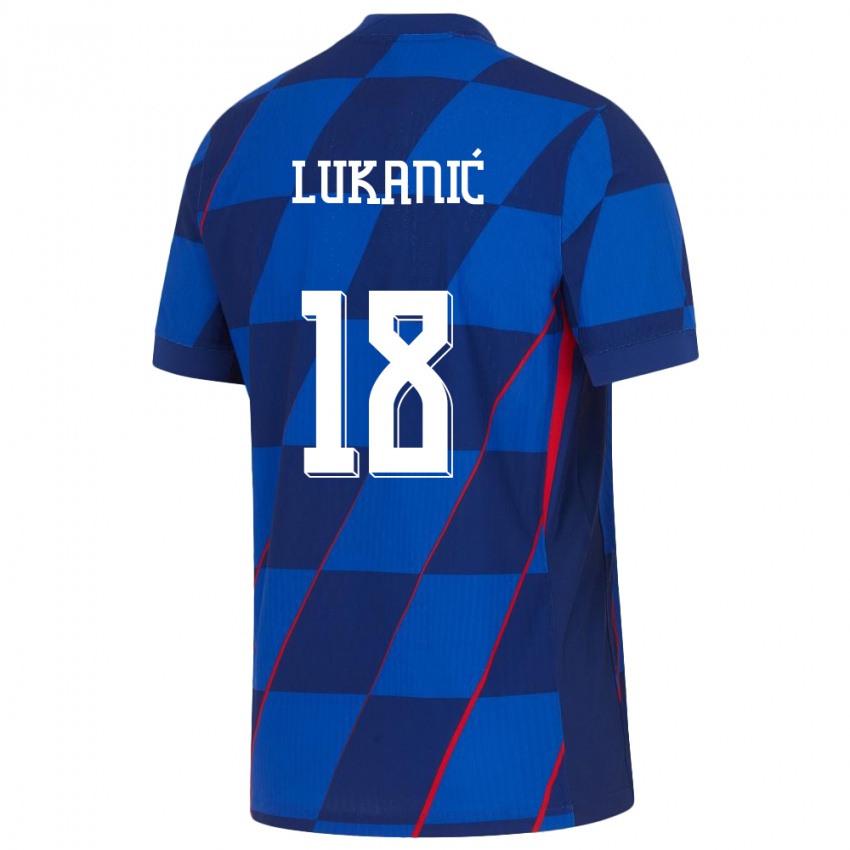 Bambino Maglia Croazia Luka Lukanic #18 Blu Kit Gara Away 24-26 Maglietta