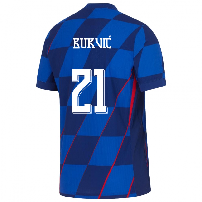 Bambino Maglia Croazia Domagoj Bukvic #21 Blu Kit Gara Away 24-26 Maglietta