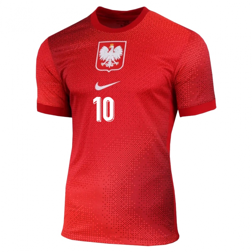 Bambino Maglia Polonia Joanna Wroblewska #10 Rosso Kit Gara Away 24-26 Maglietta