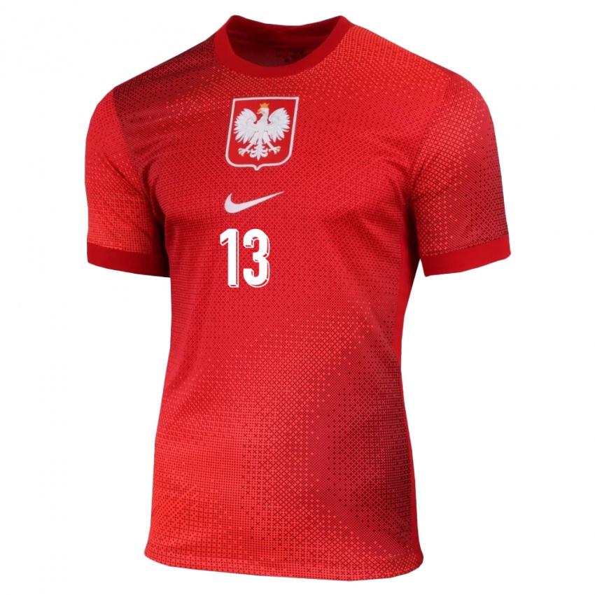 Bambino Maglia Polonia Mateusz Legowski #13 Rosso Kit Gara Away 24-26 Maglietta