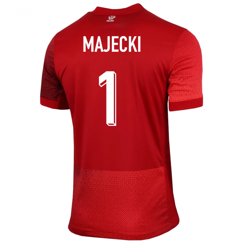 Bambino Maglia Polonia Radoslaw Majecki #1 Rosso Kit Gara Away 24-26 Maglietta