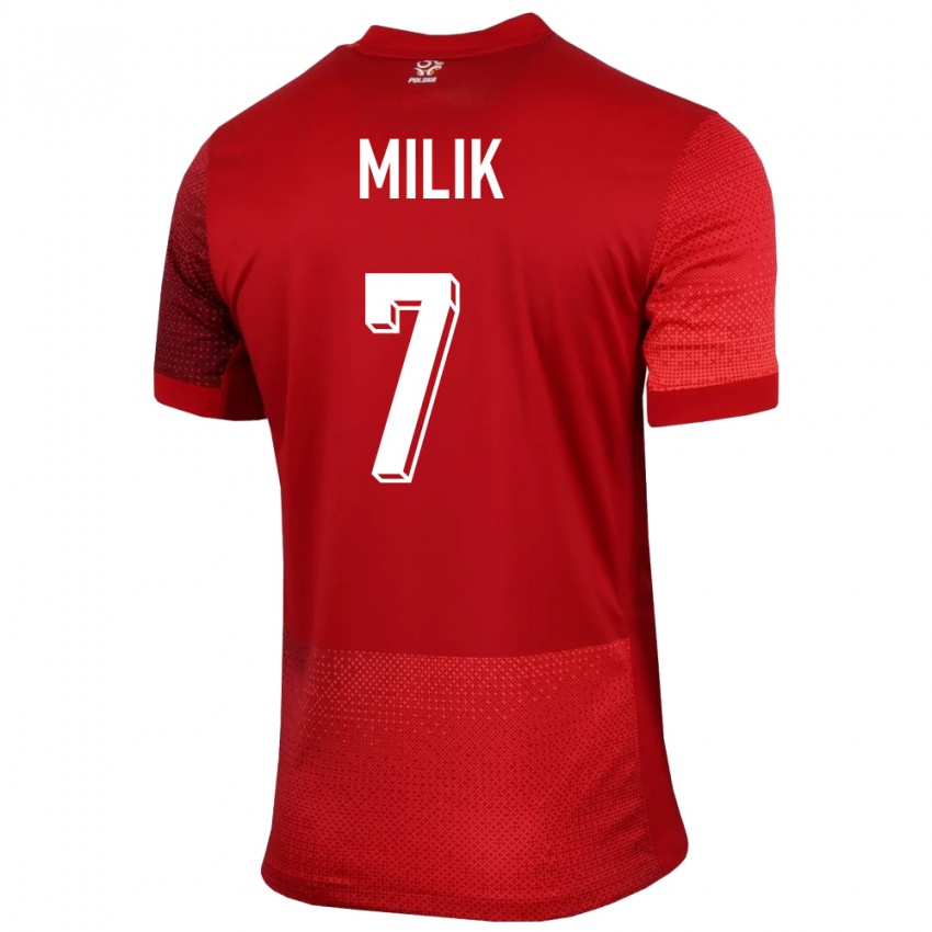 Bambino Maglia Polonia Arkadiusz Milik #7 Rosso Kit Gara Away 24-26 Maglietta