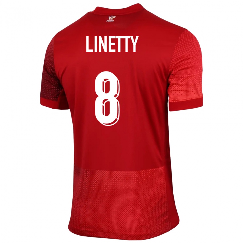 Bambino Maglia Polonia Karol Linetty #8 Rosso Kit Gara Away 24-26 Maglietta