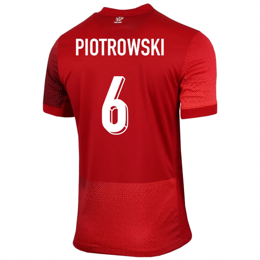 Bambino Maglia Polonia Jakub Piotrowski #6 Rosso Kit Gara Away 24-26 Maglietta