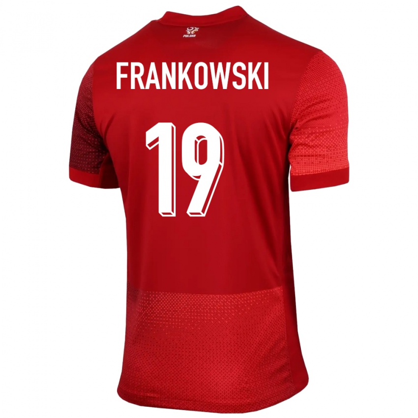 Bambino Maglia Polonia Przemyslaw Frankowski #19 Rosso Kit Gara Away 24-26 Maglietta