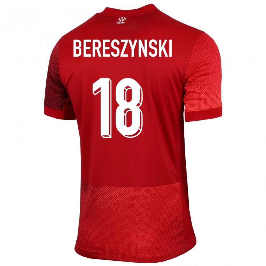 Bambino Maglia Polonia Bartosz Bereszynski #18 Rosso Kit Gara Away 24-26 Maglietta