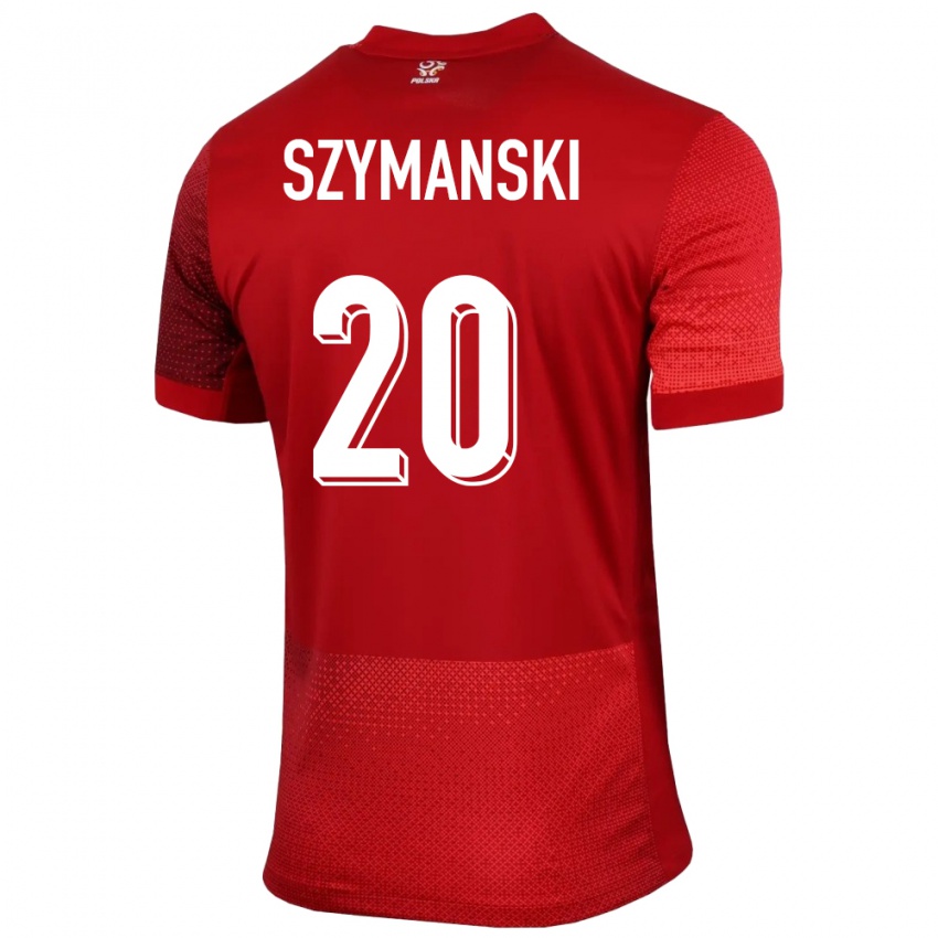 Bambino Maglia Polonia Sebastian Szymanski #20 Rosso Kit Gara Away 24-26 Maglietta