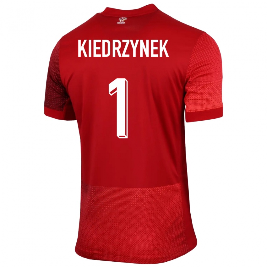 Bambino Maglia Polonia Katarzyna Kiedrzynek #1 Rosso Kit Gara Away 24-26 Maglietta