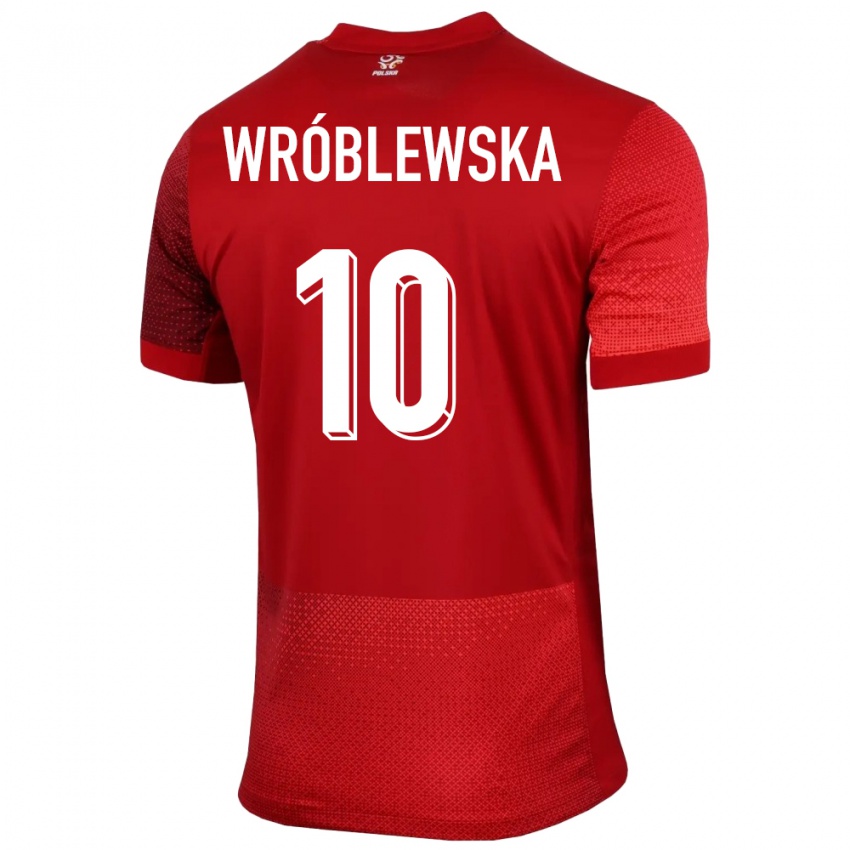 Bambino Maglia Polonia Joanna Wroblewska #10 Rosso Kit Gara Away 24-26 Maglietta