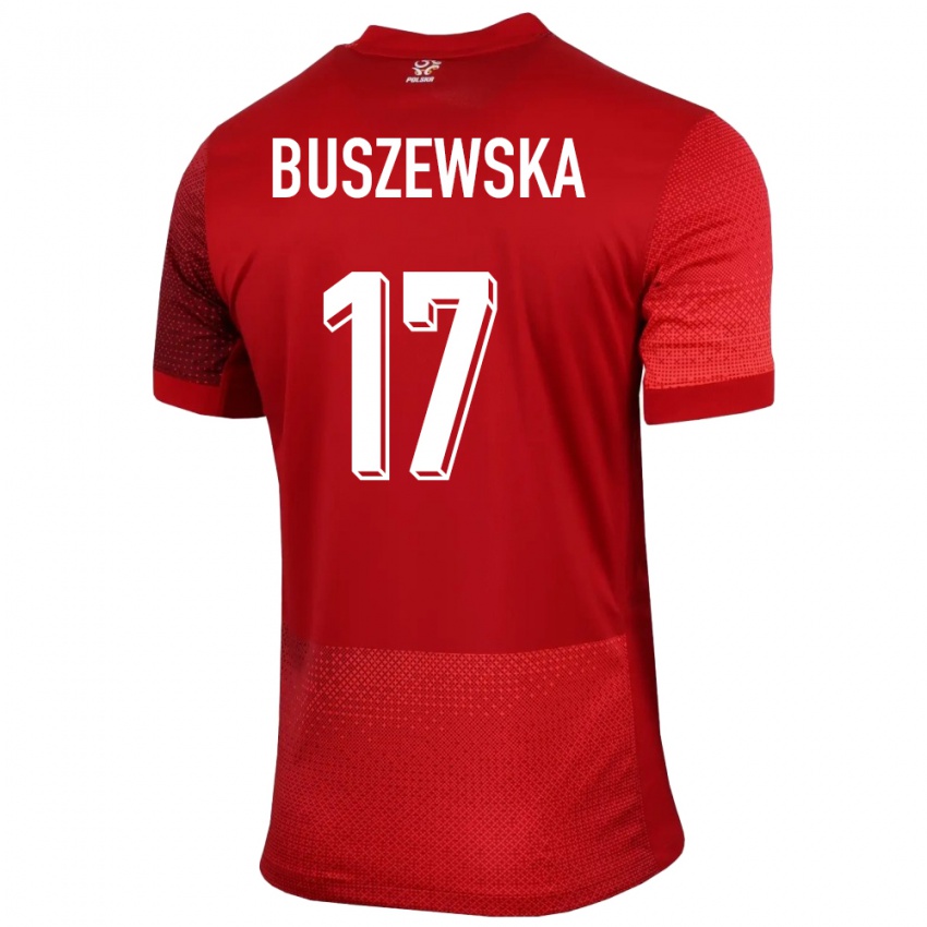 Bambino Maglia Polonia Zofia Buszewska #17 Rosso Kit Gara Away 24-26 Maglietta